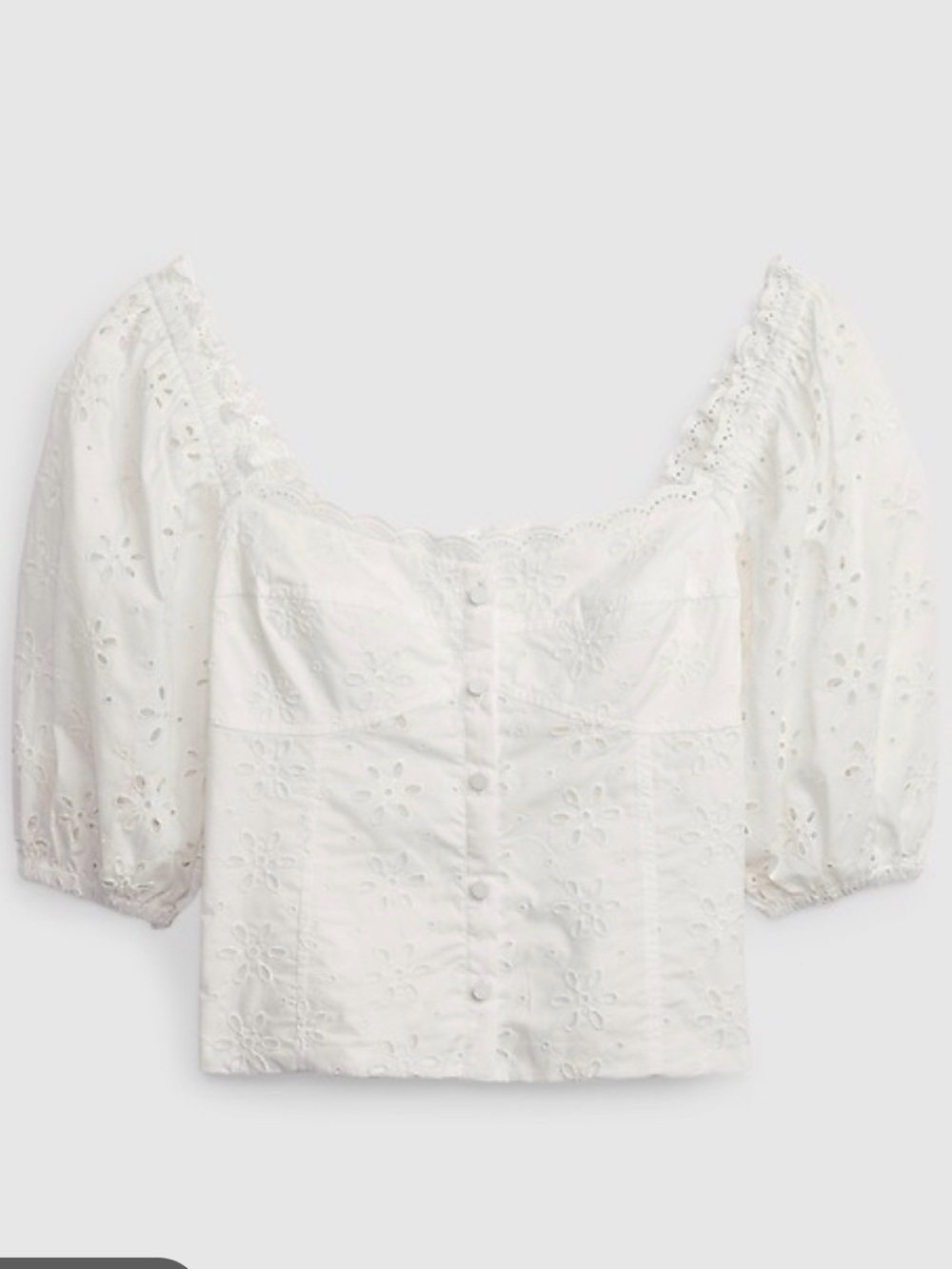 GAP White Eyelet Puff Sleeve Top